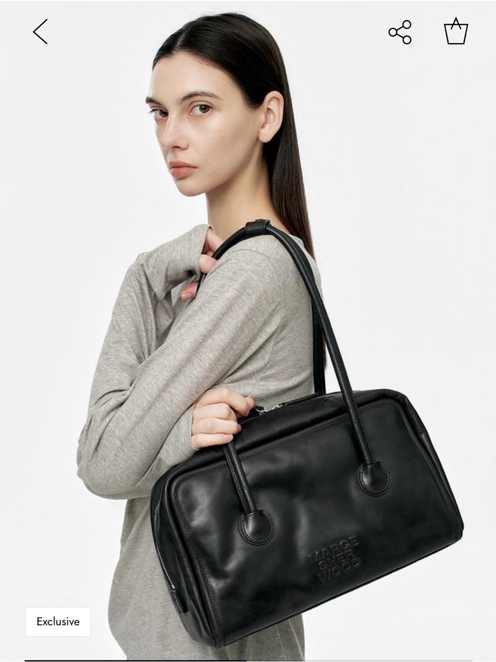 Margesherwood Soft Boston Pull-Up Shoulder Bag - Black